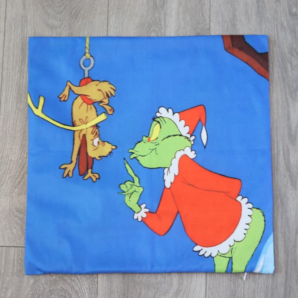 How Grinch Stole Christmas Pillow Cover Case Cushion Zipper Dog Deer 18X18